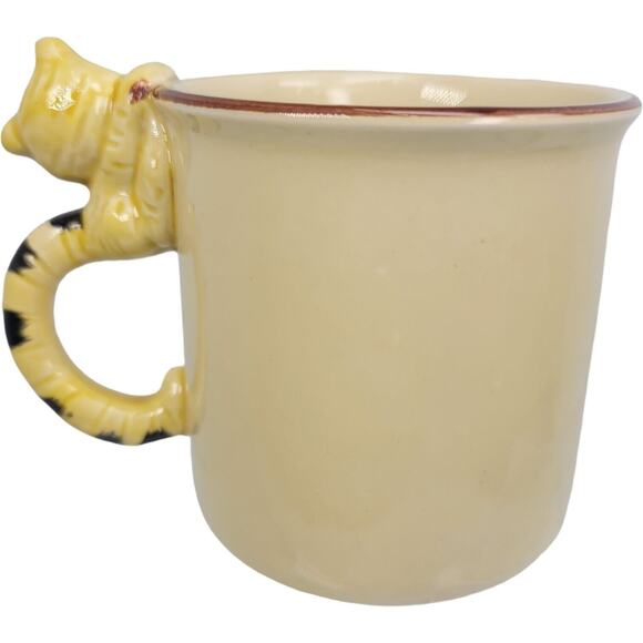 1979 Tiger Handle Coffee Mug Vintage Cup Made in Japan Tan Yellow Brown Cat - Picture 4 of 6